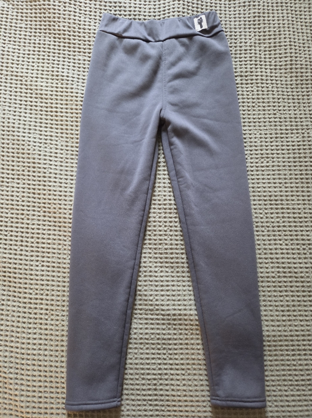 ​Sherpa Lined Fleece Leggings Charcoal Grey Thermal Winter Pants Cat Detail - Picture 8 of 14